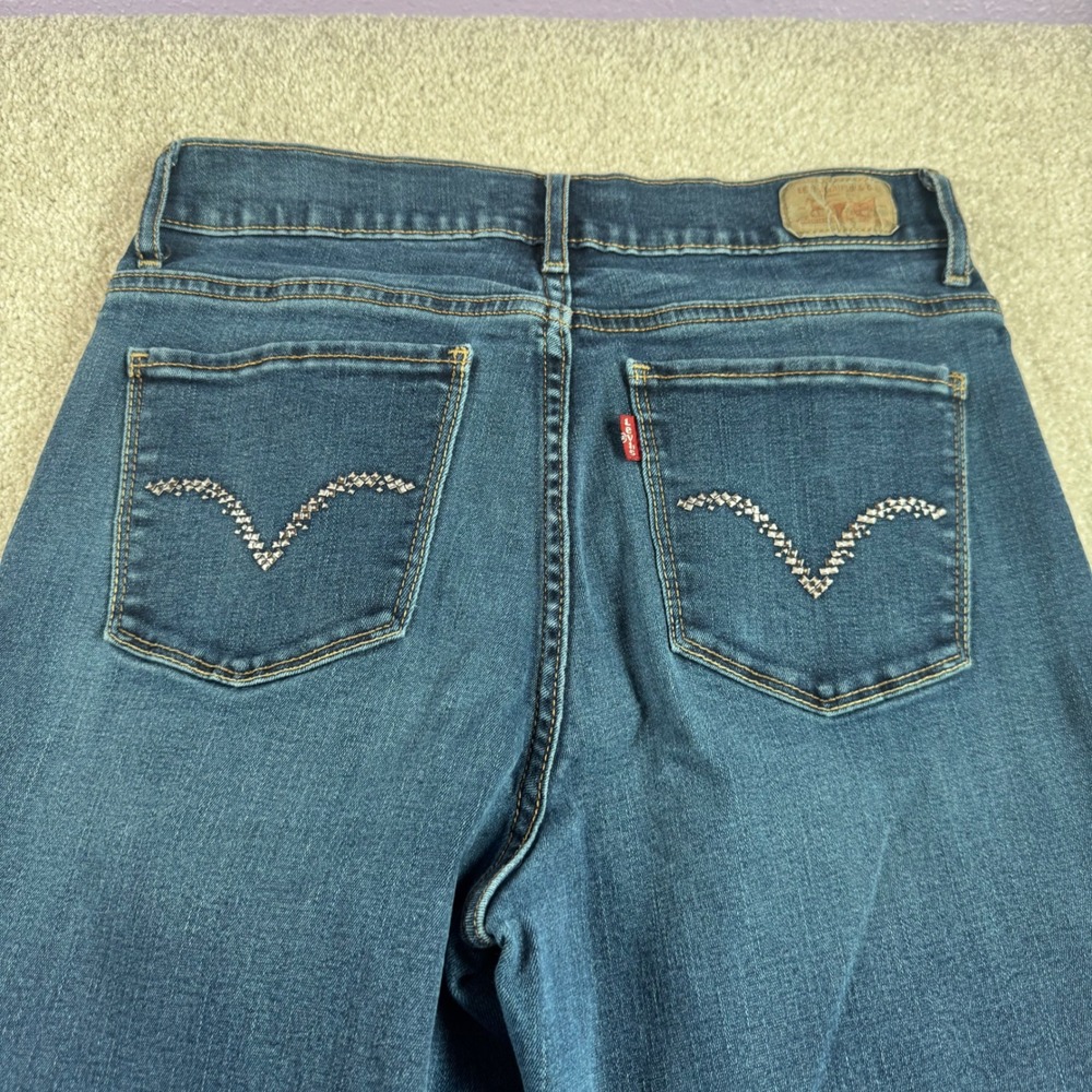 Levis 512 Perfectly Slimming Bootcut Jeans Womens 10S Dark Wash Embellished Blue - Picture 8 of 9